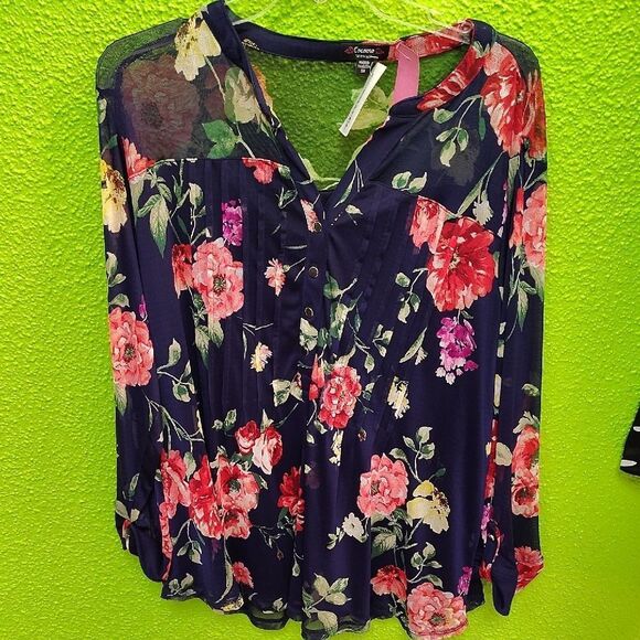 Coconuts by Matisse Blue and Pink Floral Tie Front Blouse - Picture 1 of 3